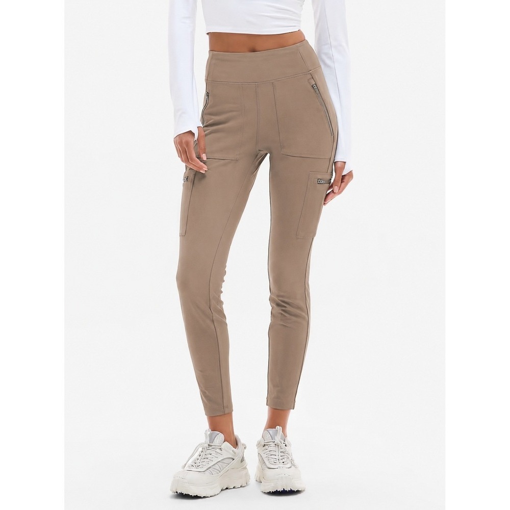 Athleta Headlands Hybrid Cargo II Tight Taupe Hiking Pants Womens 8 High Rise